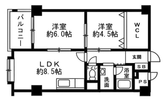 【間取り】 | 西京極大門ハイツ | 専有面積46.20㎡