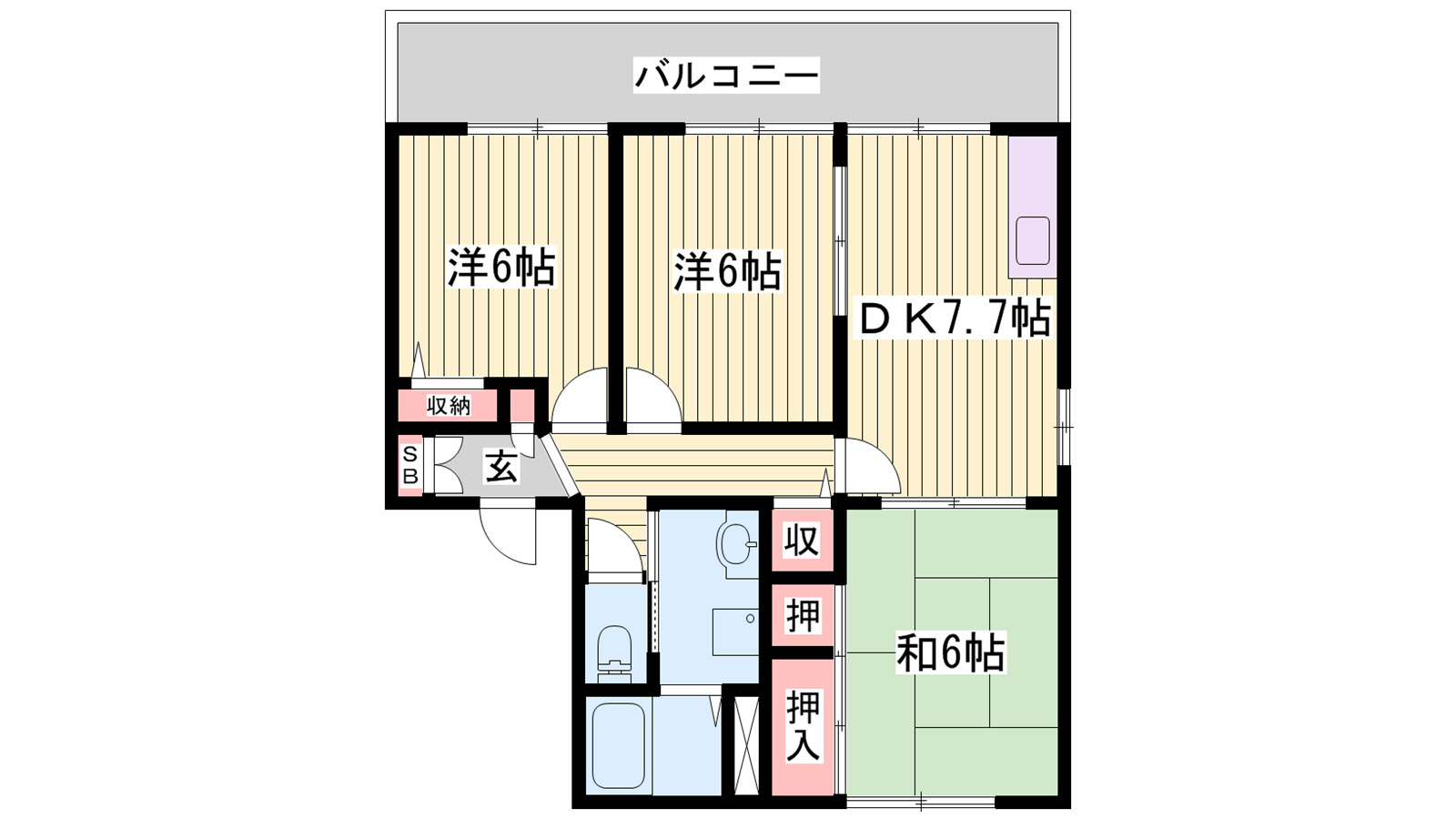 姫路市広畑区蒲田２丁目のハイツの間取り