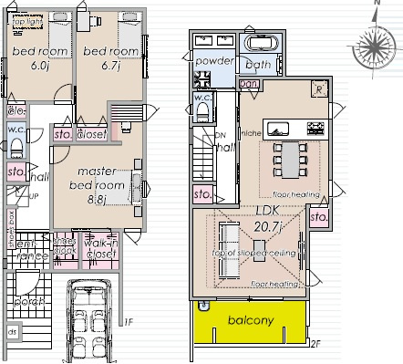 大田区久が原　新築戸建A号棟の間取り