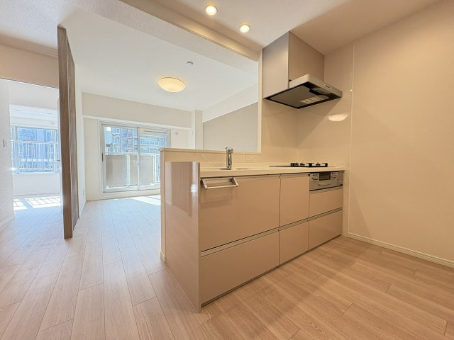 近鉄南港ガーデンハイツ21号棟のキッチン|コンパクトなキッチンで掃除もラクラク