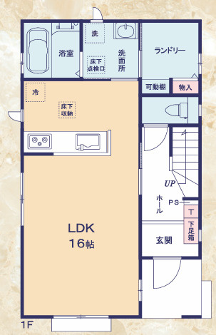 葵区竜南2期　新築分譲　A号棟の間取り|1階間取り