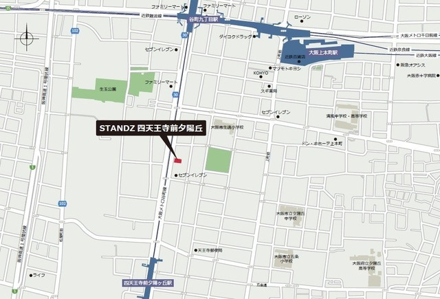 ＳＴＡＮＤＺ四天王寺前夕陽丘の地図