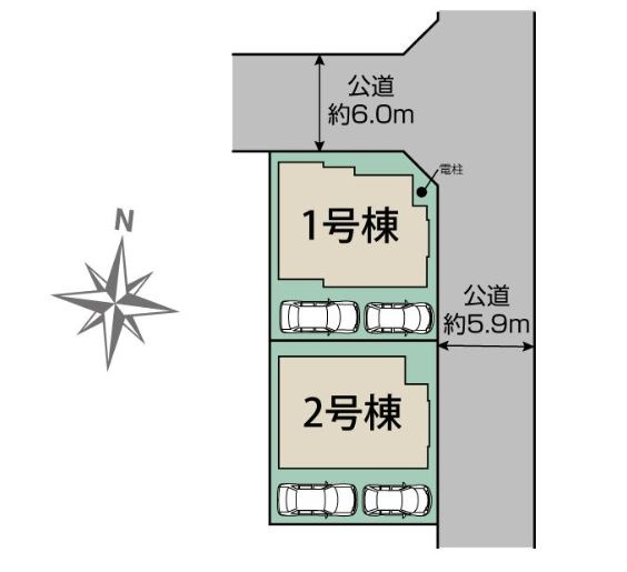 藤沢市湘南台４丁目新築戸建て　2号棟の区画図|区画図「藤沢市湘南台４丁目新築戸建て」