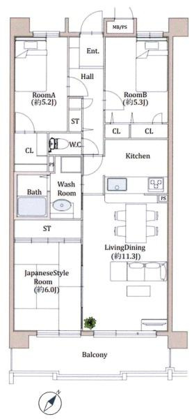 ロイヤルマンション緑丘Ⅱの間取り|間取り図です