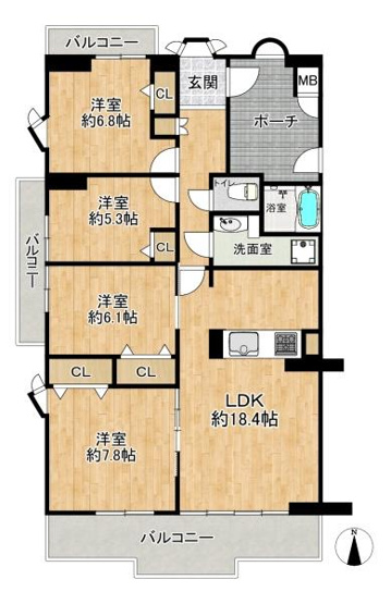 【間取り】 | アバンドーネ西神春日台3号棟