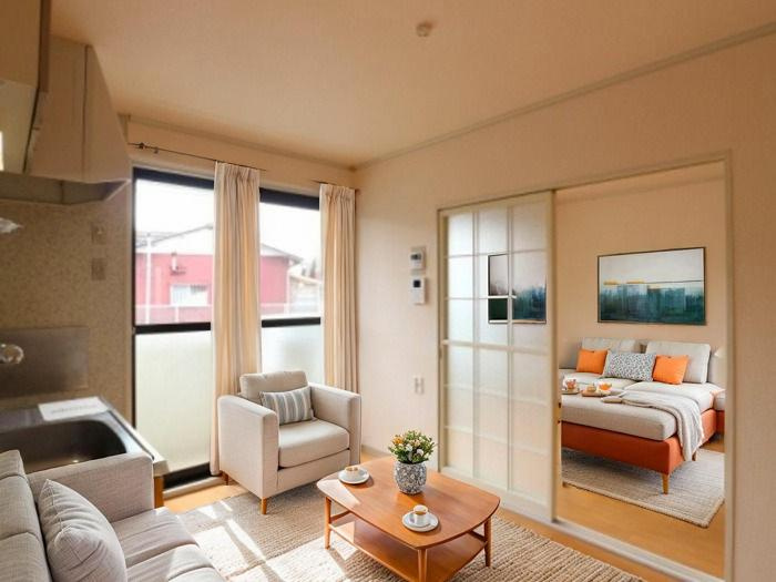 セジュールYK　Ⅱの居間・リビング|※別号室参考写真です ※現況優先