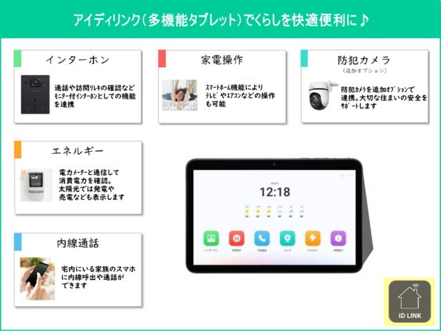 碧南市坂口町の設備|多機能タブレットで暮しを快適に！アイディホームがご提案する新しいスマートハウスのカタチです。家電や住宅機器にリンクして操作したり、消費電力をモニタリングしたり、その他にも便利な機能がご利用いただけます
