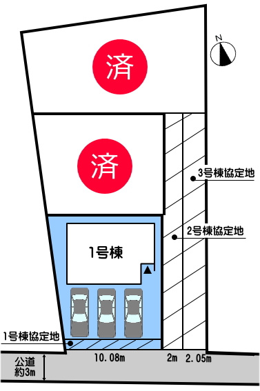 碧南市坂口町　最終1棟！の区画図|1号棟　並列駐車4台