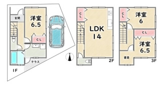 【参考プラン】 | 右京区嵯峨野千代ノ道町 | 《新築参考プラン》延床面積：86.94平米（1F:28.98平米　2F:28.98平米　3F:28.98平米）