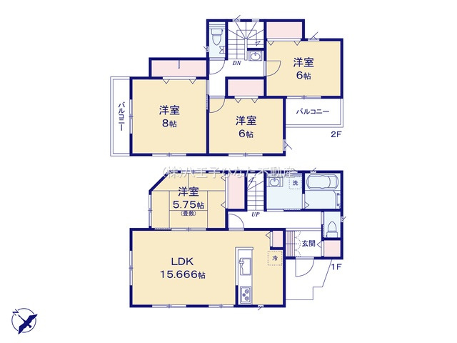 『八王子市新築戸建て』八王子市戸吹町1971【仲介手数料無料】の間取り|～仲介手数料無料☆八王子ひなた不動産～八王子戸吹町　新築戸建て
