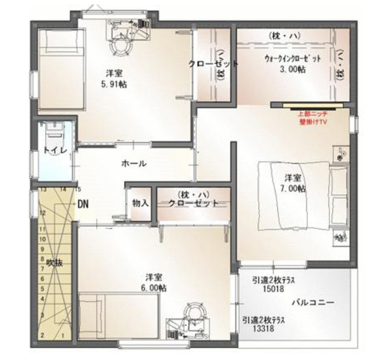 三里塚御料　新築戸建て（平屋建て）の間取り