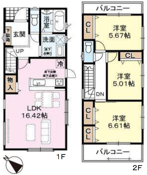 神戸市西区狩場台1丁目新築戸建の間取り