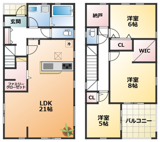【間取り】 | LiveleGarden.S第5下野小金井　1号棟 | 南向きで陽当たりの良い間取りです