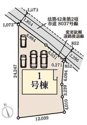 【区画図】 | 高崎市新町第24　新築1号棟　駐車4台可♪