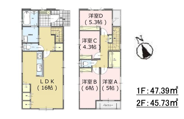 福岡市南区長住1丁目第2-4棟（1号棟）の間取り|全居室収納付きで便利です。