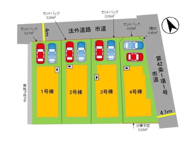 福岡市南区長住1丁目第2-4棟（1号棟）の区画図|配置図