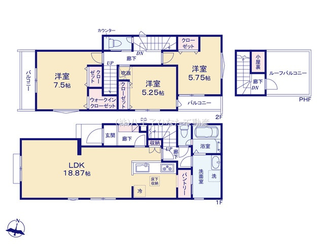 『八王子市新築戸建て』八王子市北野町537-6【仲介手数料無料】　６期の間取り|～仲介手数料無料☆八王子ひなた不動産～八王子市北野町　新築戸建て