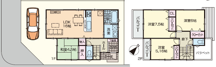 神戸市西区北別府5丁目戸建　2号地の間取り