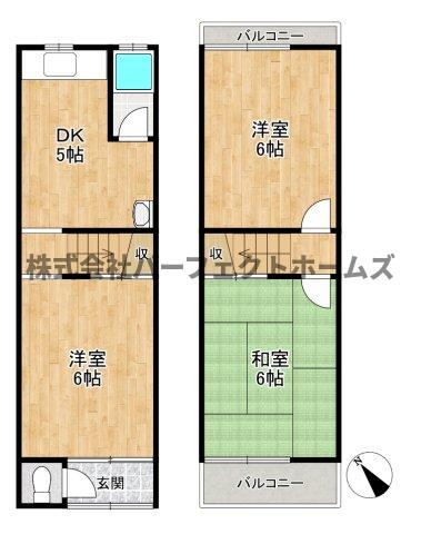 香里園山之手町テラスハウス　賃貸の間取り