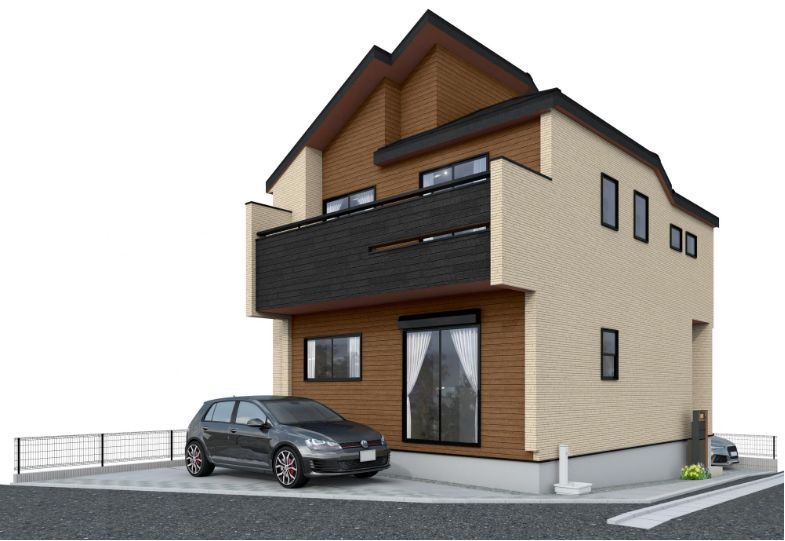 【仲介手数料無料】所沢市松郷　新築戸建全1棟　の外観パース