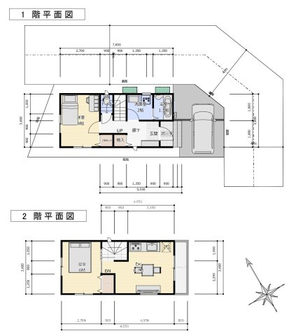 【土地図＋建物プラン例】の画像