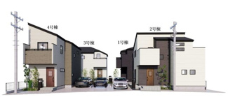 【外観】 | 【仲介手数料無料！！】多摩市一ノ宮4丁目　新築戸建て（全4棟）1号棟　5890万円 | 本パースは、イメージ図につき、風景、建物、植栽などについては施工後の現物との差異が生じます
つきまして本パースによって生じたいかなる損害については一切責任を負いません