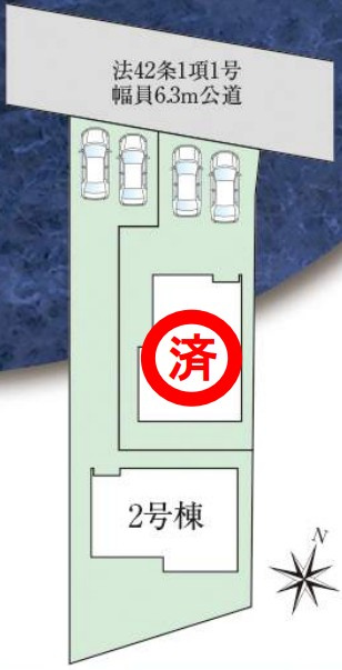 神戸市西区押部谷町西盛　第2期　新築一戸建ての区画図