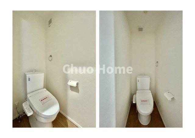 葛飾区東金町4丁目新築分譲住宅のトイレ|【トイレ】温水洗浄便座機能付きトイレ。温水洗浄便座は清潔にお使いいただくための大切なアイテムです。