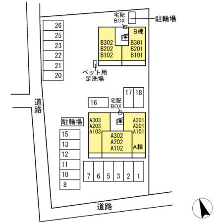 ひまわりⅡ A棟の区画図