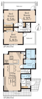 【間取り】 | 【仲介手数料無料！！】多摩市一ノ宮4丁目　新築戸建て（全4棟）2号棟　5790万円 | 2号棟間取図
