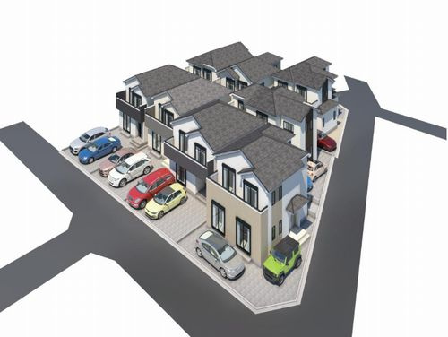 【外観】 | 【仲介手数料０円】座間市ひばりが丘2丁目　新築一戸建て　全8棟 | 外観パース　座間市ひばりが丘2丁目　新築一戸建て　全8棟
