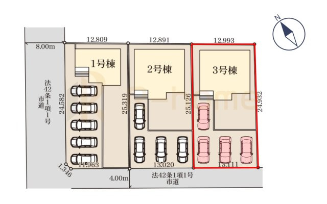 第1常総市坂手町　新築戸建て　3号棟の区画図|大きなお買い物だからこそ、メリット・デメリットを伝えさせて頂きます。
R-homeにお任せください♪