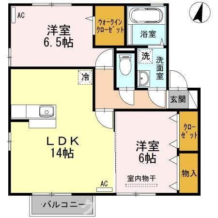 セジュール三条 B棟の間取り