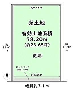 【土地図】 | 右京区山ノ内苗町　建築条件付 | 建築条件なしの場合：3300万円