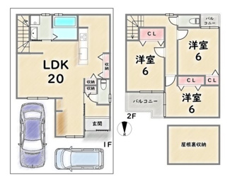 【参考プラン】 | 右京区山ノ内苗町　建築条件付 | 《参考プランA》建物価格：1799万円　延床面積：89.64平米（1F:48.33平米　2F:41.31平米）
