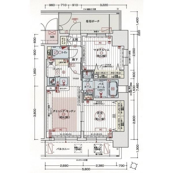 エステムコート阿波座プレミアムの間取り