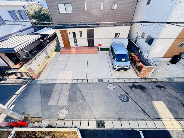 柏市高柳新築戸建【高柳小学校：8分】の展望|バルコニーより道路側眺望・南道路で日当たり良好♪