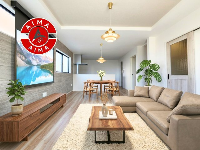 福津市若木台1丁目第2-2棟（1号棟）の居間・リビング|明るく開放的なリビングダイニングは豊かな陽光が注ぎ込み、やすらぎの空間を演出してくれます。ご家族で楽しいひとときをお過ごし下さい。※家具はCGを合成したものです。