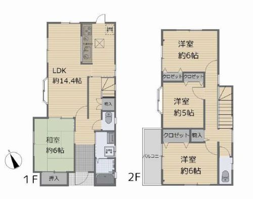 【間取り】 | 【仲介手数料０円】厚木市恩名3丁目　中古一戸建て | 厚木市恩名3丁目　中古一戸建て