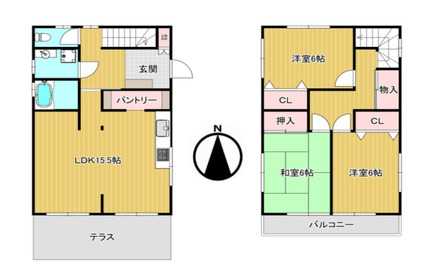 【中古戸建】太田市大原町の間取り|■間取り図｜敷地面積：165.79㎡（約50.15坪）建物面積：89.42㎡（約27.04坪）