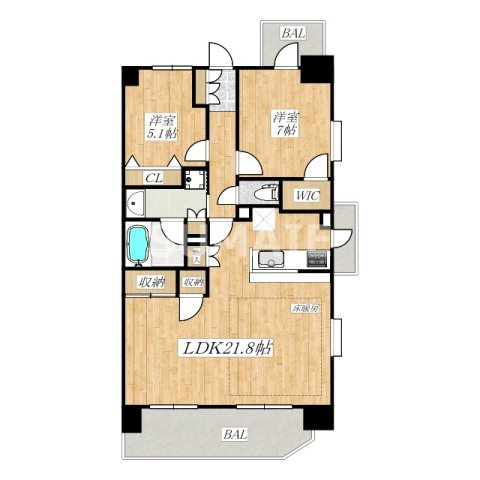 サニーコート大宮盆栽町第2の間取り|2面採光の角部屋です。