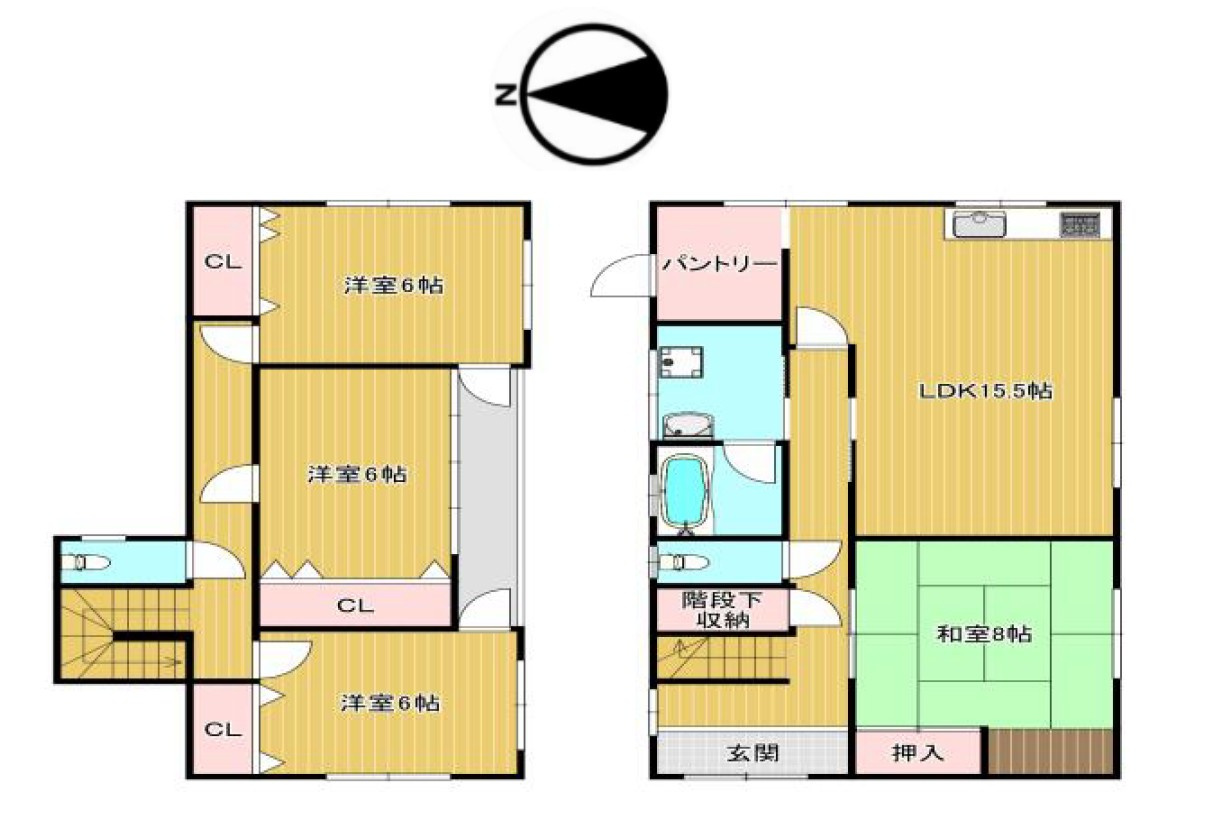 【中古戸建】太田市茂木町の間取り|■間取り図｜敷地面積：192.31（約58.17坪）　建物面積：125.86（約38.07坪）