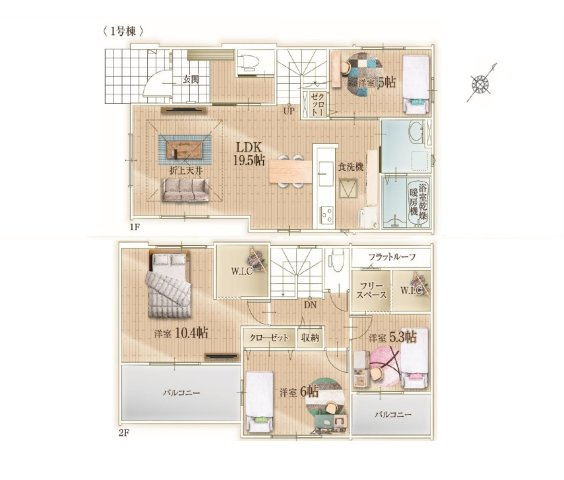 糟屋郡志免町田富4丁目第6-1棟（1号棟）の区画図|配置図（1号棟）