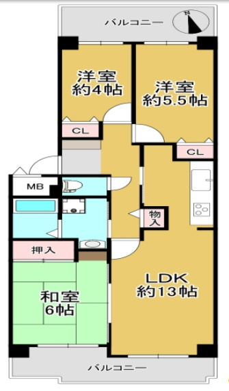 西舞子パーク・ホームズ四号棟の間取り