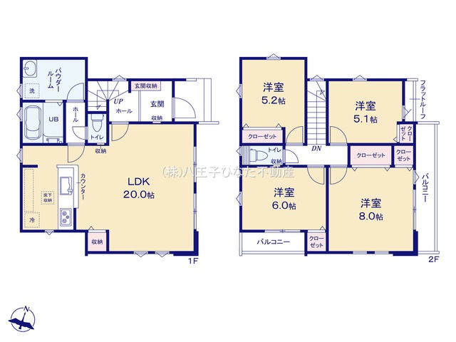 『八王子市新築戸建て』八王子市小比企町1429-2【仲介手数料無料】　１期の間取り|～仲介手数料無料☆八王子ひなた不動産～八王子市小比企町　新築戸建て