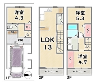 【間取り】 | 下京区西七条比輪田町