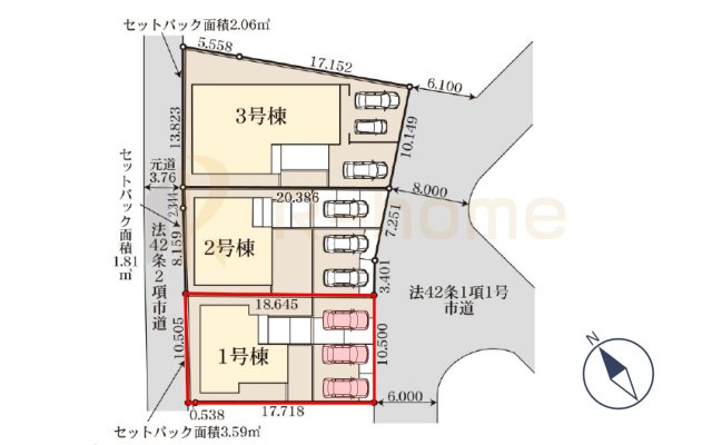 小美玉市希望ヶ丘1期　新築戸建て　1号棟の区画図|大きなお買い物だからこそ、メリット・デメリットを伝えさせて頂きます。
R-homeにお任せください♪