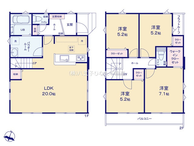 『八王子市新築戸建て』八王子市小比企町1429-2【仲介手数料無料】　１期の間取り|～仲介手数料無料☆八王子ひなた不動産～八王子市小比企町　新築戸建て