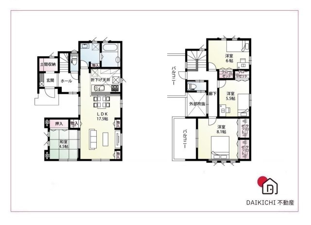 【間取り】 | 比企郡滑川町月輪　新築戸建　全4棟　2号棟