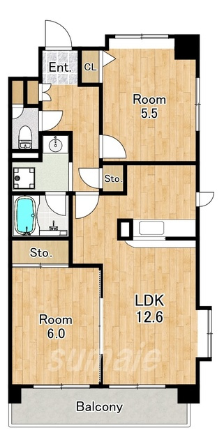 ディアプレイスの間取り|2LDKです☆